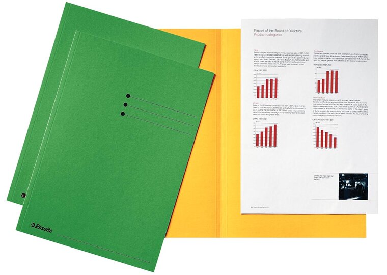 Esselte dossiermap groen, karton van 180 g/m&sup2;, pak van 100 stuks