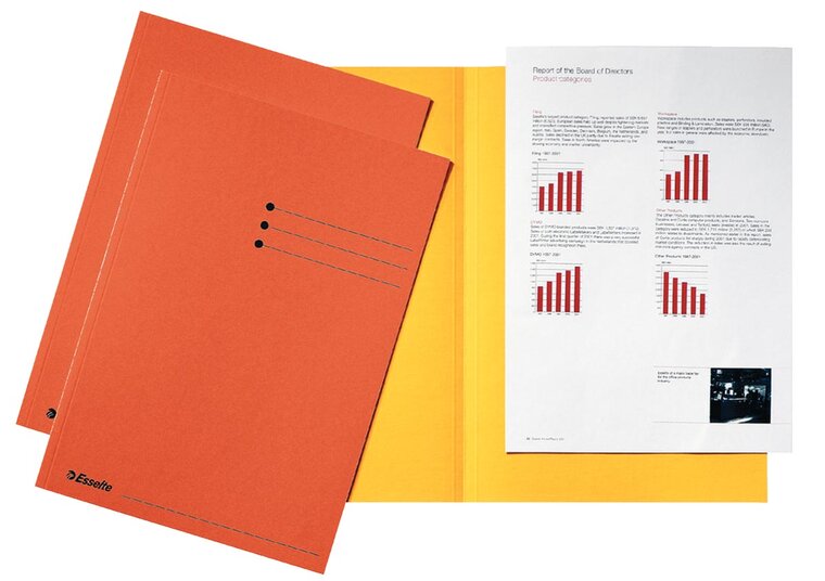 Esselte dossiermap oranje, karton van 180 g/m&sup2;, pak van 100 stuks