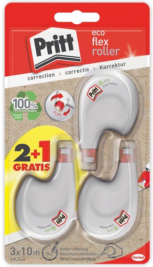 Pritt correctieroller Eco Flex, blister 2 + 1 gratis