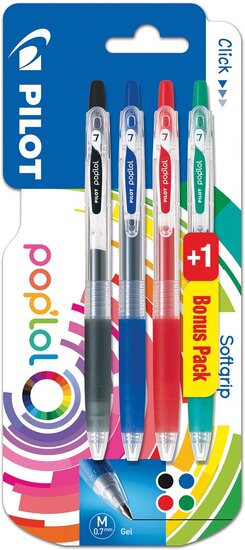 Pilot gelroller Pop&#039;lol, blister van 3 + 1 gratis, in geassorteerde kleuren