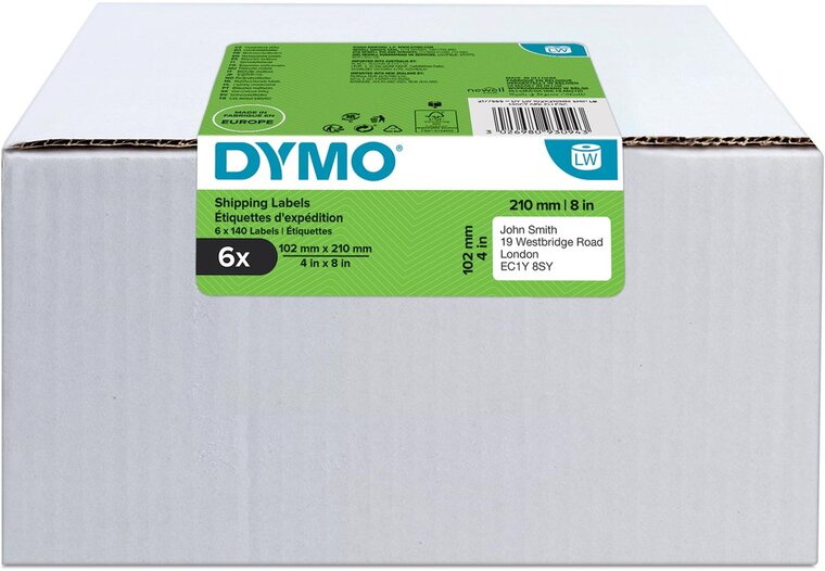 Dymo etiketten LabelWriter ft 102 x 210 mm (DHL), wit, doos van 6 x 140 etiketten