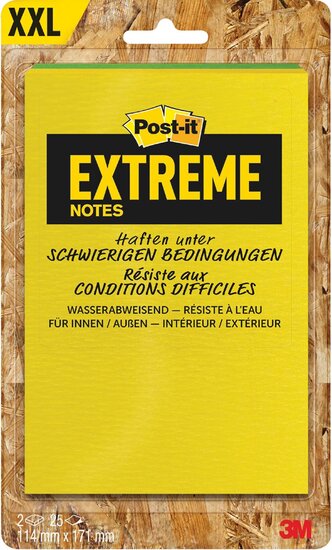 Post-it&reg; Extreme Notes, ft 114 x 171 mm, 2 blokken van 25 blaadjes, geassorteerde kleuren