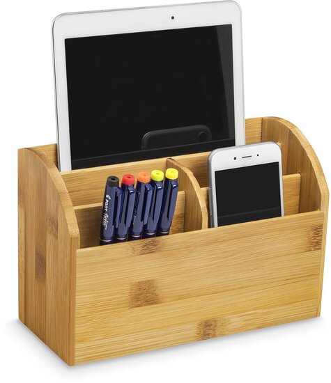 CEP desk organizer uit bamboe, staand, 5 vakken