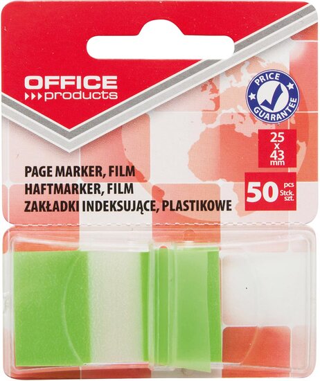 Office Products index, 25 x 43 mm, blister van 50 tabs, groen