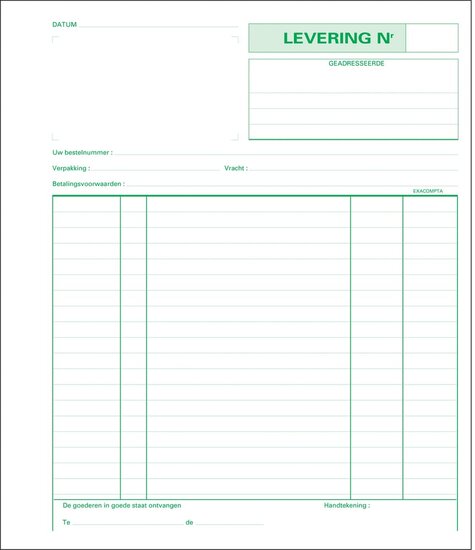 Exacompta leveringen, ft 21 x 18 cm, tripli (50 x 3 vel), Nederlandstalig