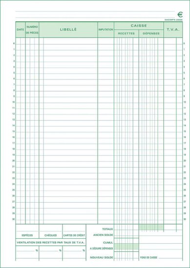 Exacompta kasboek, ft A4, Franstalig, dupli (50 x 2 vel)