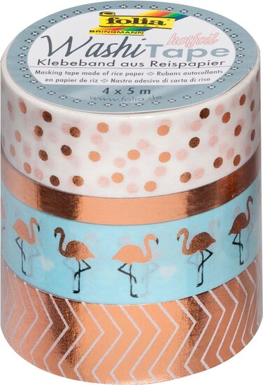 Folia washi tape rood, pak met 4 stuks