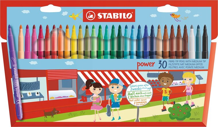 STABILO power viltstift, etui van 30 stuks, assorti