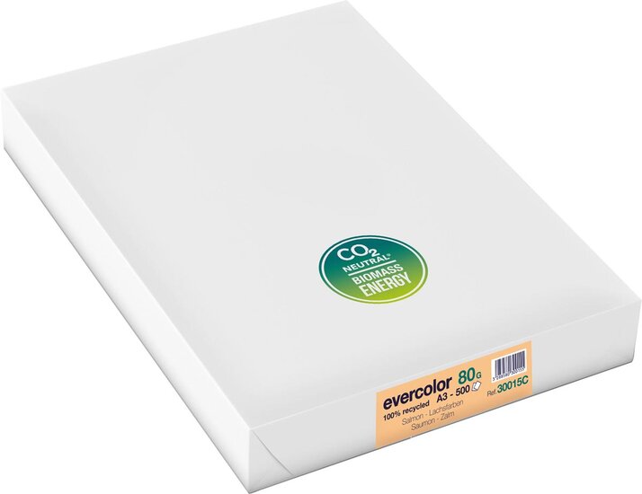 Clairefontaine Evercolor gekleurd gerecycleerd papier, A3, 80 g, 500 vel, zalm