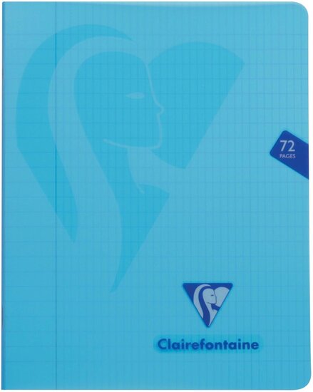 Clairefontaine schrift mimesys voor ft A5, 72 bladzijden, kaft in PP, geruit 4 x 8, geassorteerde kleuren