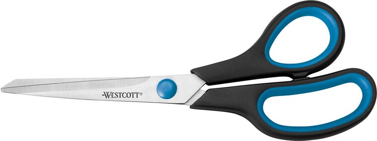 Westcott schaar Softgrip 20,4 cm, asymmetrische ogen, blauw/zwart