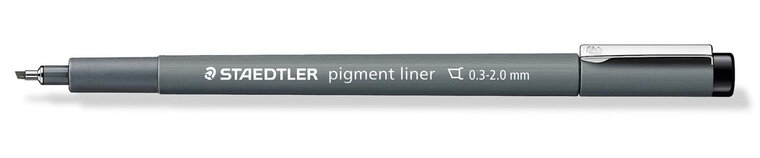 Staedtler pigment liner fineliner, beitelpunt, schrijfbreedte 2 mm, zwart