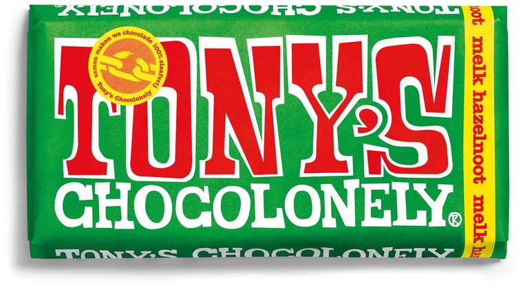 Tony&#039;s Chocolonely chocoladereep, 180g, hazelnoot