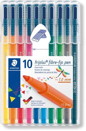 Staedtler viltstift Triplus Color, opstelbare box met 10 kleuren