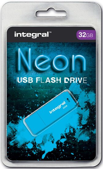 Integral Neon USB 2.0 stick, 32 GB, blauw