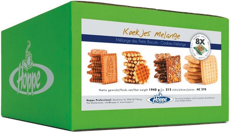 Hoppe Koekjes Melange, doos van 1690 g, ca 178 stuks