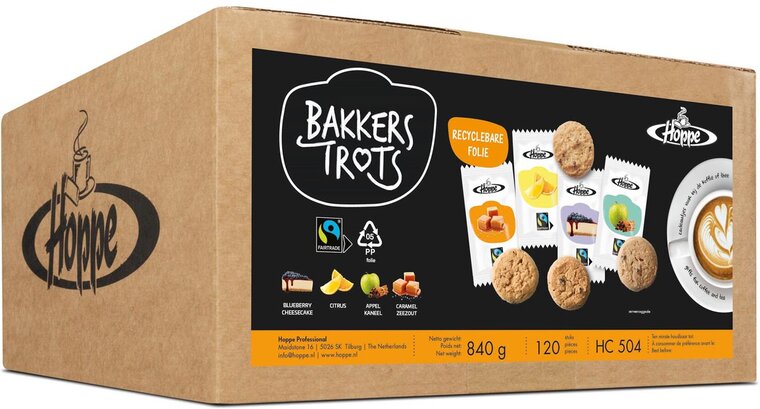 Hoppe koekjes Bakkers Trots Fairtrade, doos van 120 stuks