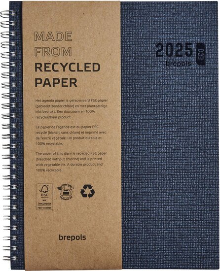 Brepols agenda Ecotiming, Kazar, blauw, 2025, spiraalgebonden