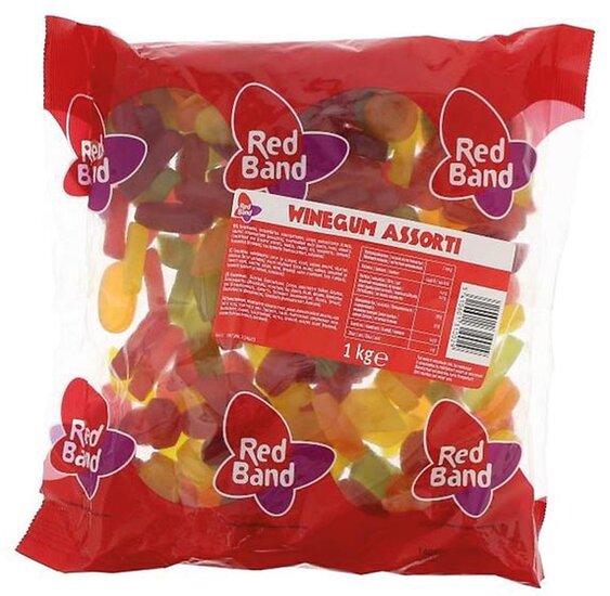 Red Band winegum, zak van 1 kg, assortiment