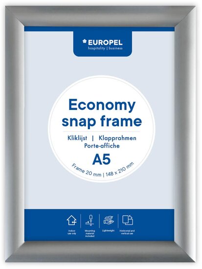 Europel clicklijst Economy, lijst 25 mm, ft A5, zilver