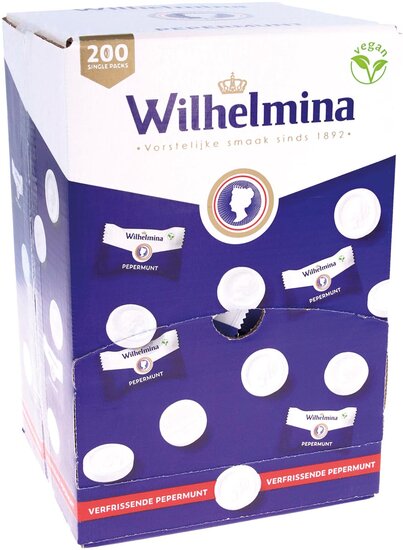 Fortuin Wilhelmina pepermunt, singe dispenser van 200 stuks