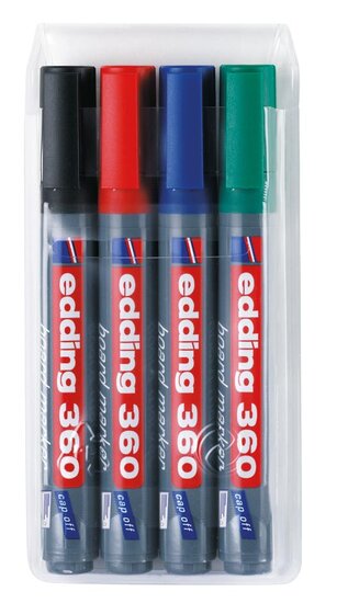 edding whiteboardmarker 360, etui van 4 stuks, assorti