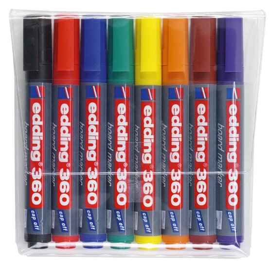 edding whiteboardmarker 360, etui met 8 stuks in geassorteerde kleuren