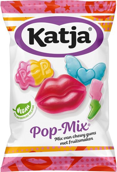 Katja Pop Mix snoep, mix van chewy gums met fruitsmaken, zak van 250 g