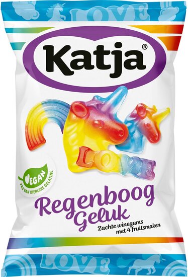 Katja Regenboog Geluk snoep, zachte winegums met 4 fruitsmaken, zak van 250 g