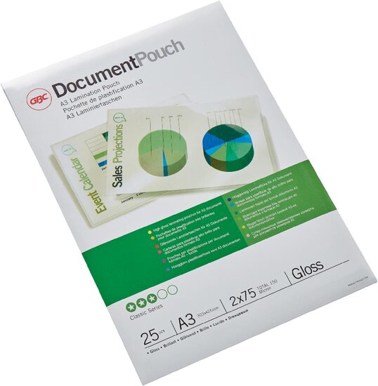 GBC Document lamineerhoes ft A3, 150 micron (2 x 75 micron), pak van 25 stuks