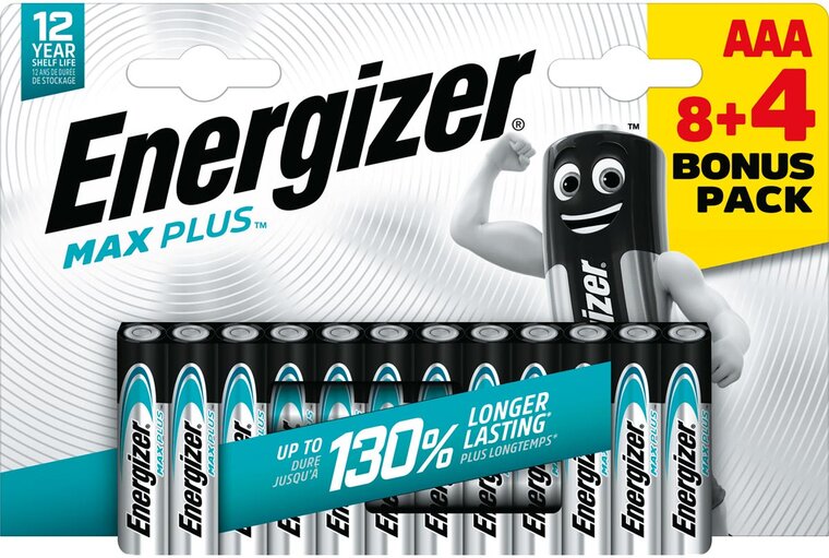 Energizer batterijen Max plus AAA, blister van 8+4