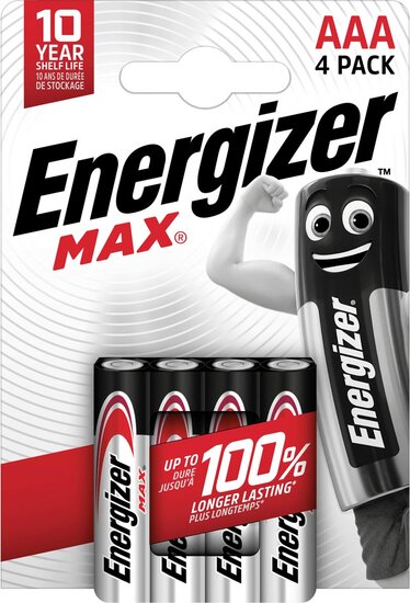 Energizer batterijen Max AAA/LR03/E92, blister van 4