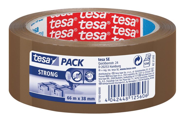 Tesa verpakkingsplakband Strong, ft 38 mm x 66 m, PP, bruin