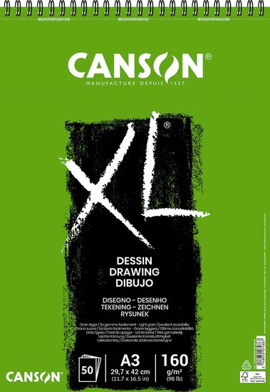 Canson tekenblok XL 160g/m&amp;&sup2; ft A3, 50 vel