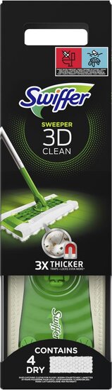 Swiffer vloerreiniger 3D Clean starterkit, met 4 droge en 2 vochtige stofdoekjes