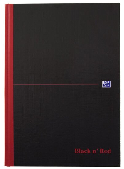 Oxford BLACK N&#039; RED gebonden boek, 192 bladzijden, ft A4, geruit 5 mm