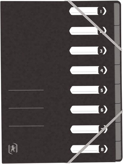 Elba Oxford Top File+ sorteermap, 8 vakken, met elastosluiting, zwart
