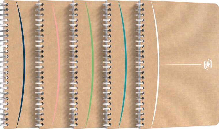 Oxford Touareg spiraalschrift, 180 bladzijden, ft A5, geruit 5 mm, geassorteerde kleuren