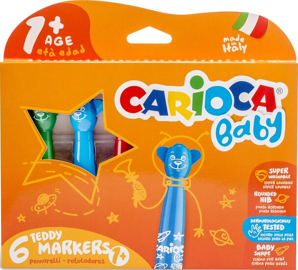 Carioca viltstift Baby Teddy, doos van 6 stuks in geassorteerde kleuren