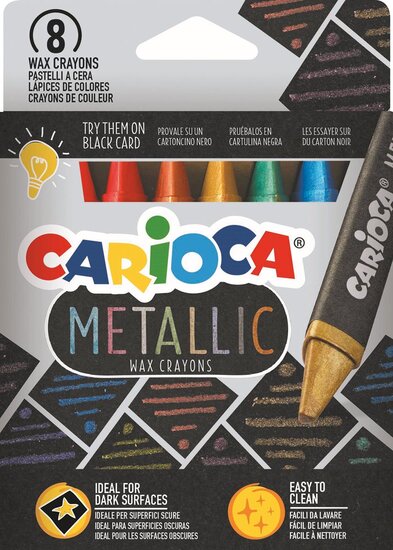 Carioca waskrijt Wax Metallic, kartonnen etui van 8 stuks