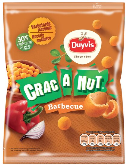 Duyvis nootjes Crac A Nut barbecue, zakje van 200 gram