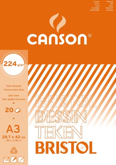 Canson tekenblok Bristol ft 29,7 x 42 cm (A3)