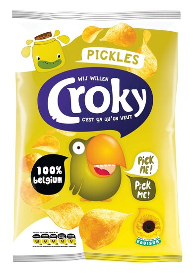 Croky chips pickles, zakje van 100 gram