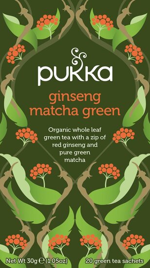 Pukka thee bio, Ginseng Matcha Green, pak van 20 stuks