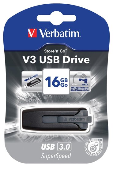 Verbatim V3 USB 3.0 stick, 16 GB, zwart