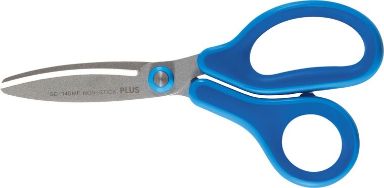 Plus FitCut Curve KIDS schaar, fluorine bladen, 14,5 cm, blauw, op blister