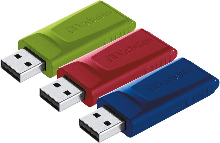 Verbatim USB 2.0 Slider USB stick, 16 GB, pak van 3 stuks