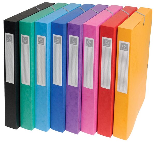 Exacompta elastobox Exabox 8 geassorteerde kleuren: geel, rood, roze, paars, blauw, turquoise, groen e...