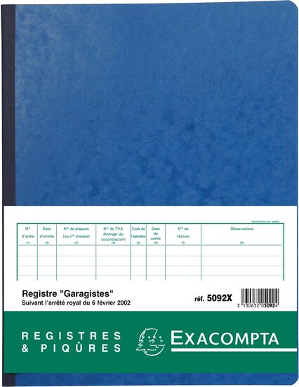 Exacompta register garagist en pomphouder, Franstalig