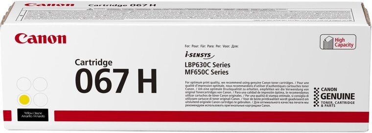 Canon toner 067H, 2.350 pagina&#039;s, OEM 5103C002, geel